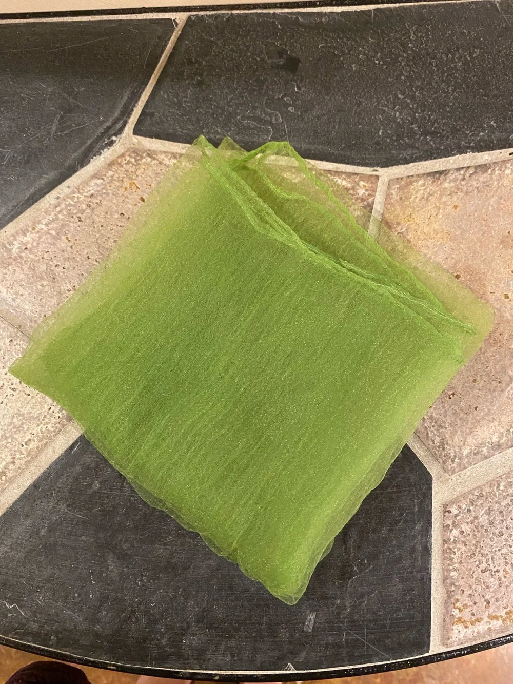 Vintage 2 Pc Mid Century Chiffon Square Scarf Lot Green Brown Sheer 25”